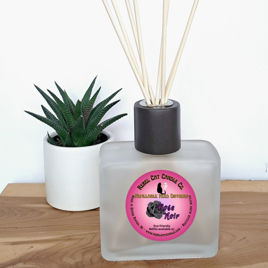 Frosted Reed Diffuser Rose Noir 8 oz recycled glass bottle