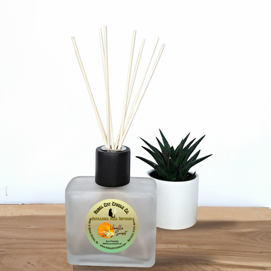 Frosted Reed Diffuser Vanilla Sunset 8 oz recycled glass bottle