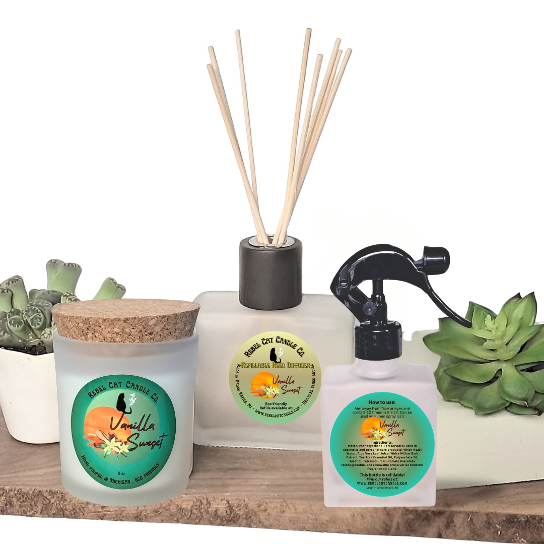Frosted Bundle Set of 3: Reed Diffuser, Home Spray, and Candle
