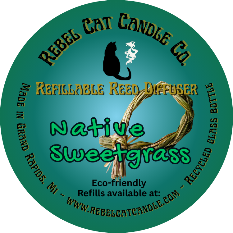Native Sweetgrass Reed Diffuser- Michigan Collection 8 oz recycled glass